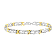 Bids.com 10k Yellow Gold Plated Sterling Silver 1/4 cttw Diamond Infinity and X Link Bracelet (I-J Clarity, I2-I3 Color) - Size 7.25" Bracelets White Smoke YellowWhite.Sterling Silver / 7.25