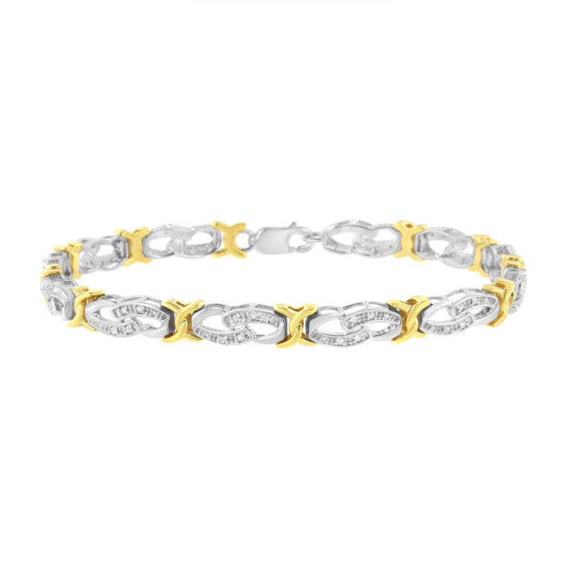 Bids.com 10k Yellow Gold Plated Sterling Silver 1/4 cttw Diamond Infinity and X Link Bracelet (I-J Clarity, I2-I3 Color) - Size 7.25" Bracelets White Smoke YellowWhite.Sterling Silver / 7.25