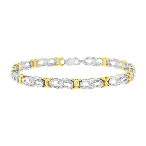 Bids.com 10k Yellow Gold Plated Sterling Silver 1/4 cttw Diamond Infinity and X Link Bracelet (I-J Clarity, I2-I3 Color) - Size 7.25" Bracelets White Smoke YellowWhite.Sterling Silver / 7.25