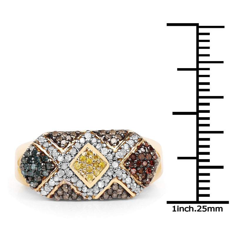 Bids.com 14K Yellow Gold Plated 0.61 Carat Genuine Multi Diamond .925 Sterling Silver Ring Rings White Smoke size 8.00,size 9.00,size 11.50,size 6.00,size 7.00,size 5.00,size 11.00,size 12.00