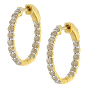 Bids.com 10K Yellow Gold Plated Sterling Silver Diamond Hoop Earrings (2 cttw, K-L Color, I2-I3 Clarity) Earrings White Smoke Yellow.Sterling Silver / 2