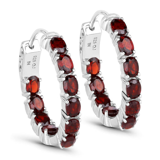 Bids.com 4.00 Carat Genuine Garnet .925 Sterling Silver Earrings Earrings White Smoke