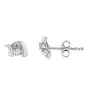 Bids.com .925 Sterling Silver Round Cut Diamond Fashion Stud Earrings (0.10 cttw, I-J Color, I2-I3 Clarity) Earrings White Smoke White.Sterling Silver / 0.1