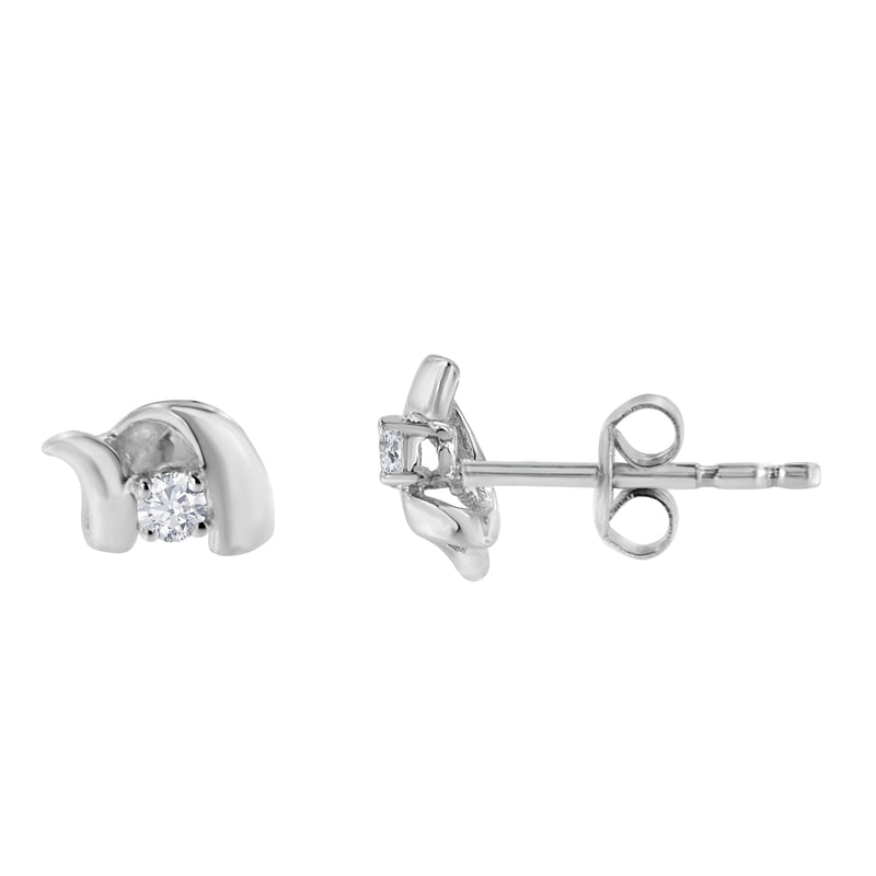 Bids.com .925 Sterling Silver Round Cut Diamond Fashion Stud Earrings (0.10 cttw, I-J Color, I2-I3 Clarity) Earrings White Smoke White.Sterling Silver / 0.1