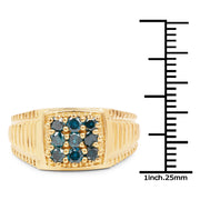 Bids.com 14K Yellow Gold Plated 0.63 Carat Genuine Blue Diamond .925 Sterling Silver Ring Rings White Smoke size 8.00,size 6.00,size 7.00,size 9.00