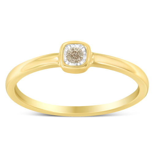 Bids.com 14K Yellow Gold Plated .925 Sterling Silver 1/20 Carat Diamond Square Cushion-Shaped Miracle Set Petite Fashion Promise Ring (J-K Color, I1-I2 Clarity) - Size 6 Rings White Smoke 7 / Yellow.Sterling Silver,6 / Yellow.Sterling Silver,8 / Yellow.Sterling Silver