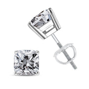 Bids.com 14K White Gold 1 1/2 Cttw Clarity Enhanced Princess Cut Diamond Solitaire Stud Earrings (I-J Color, I1-I2 Clarity) Earrings White Smoke White.Gold / 1.5