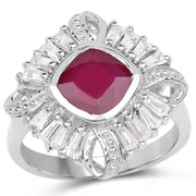 Bids.com 2.66 Carat Glass Filled Ruby and White Topaz .925 Sterling Silver Ring Rings White Smoke size 6.00,size 7.00,size 8.00,size 9.00