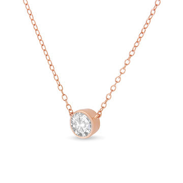 Bids.com .925 Sterling Silver 1/2 Cttw Diamond Bezel 18" Pendant Necklace (I-J Color, I2-I3 Clarity) Necklaces White Smoke White.Sterling Silver / 18,Yellow Plated .925 Sterling Silver / 18,Rose.Sterling Silver / 18