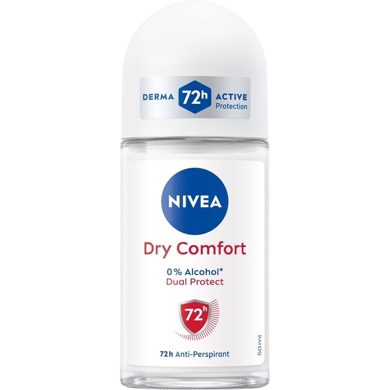 Nivea NIVEA Dry Comfort 72h Anti-Perspirant Roll-On 50ml – Dual Protect Formula & 0% Alcohol Deodorant & Anti-Perspirant White Smoke
