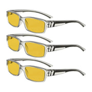 eyekeeper.com 3 Pack Blue Light Blocking Reading Glasses HPXM01 Eyeglasses White Smoke Silver-3pcs / without magnification,Silver-3pcs / +0.50,Silver-3pcs / +0.75,Silver-3pcs / +1.00,Silver-3pcs / +1.25,Silver-3pcs / +1.50,Silver-3pcs / +1.75,Silver-3pcs / +2.00,Silver-3pcs / +2.50
