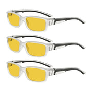 eyekeeper.com 3 Pack Blue Light Blocking Reading Glasses HPXM01 Eyeglasses White Smoke Clear Grey-3pcs / without magnification,Clear Grey-3pcs / +0.50,Clear Grey-3pcs / +0.75,Clear Grey-3pcs / +1.00,Clear Grey-3pcs / +1.25,Clear Grey-3pcs / +1.50,Clear Grey-3pcs / +1.75,Clear Grey-3pcs / +2.00,Clear Grey-3pcs / +2.50
