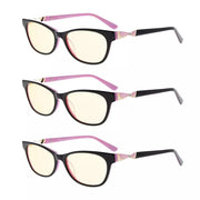 eyekeeper.com 3 Pack Blue Light Filter Reading Glasses CGA0073 Eyeglasses White Smoke Black Pink-3pcs / without magnification,Black Pink-3pcs / +0.50,Black Pink-3pcs / +0.75,Black Pink-3pcs / +1.00,Black Pink-3pcs / +1.25,Black Pink-3pcs / +1.50,Black Pink-3pcs / +1.75,Black Pink-3pcs / +2.00