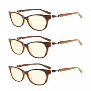 eyekeeper.com 3 Pack Blue Light Filter Reading Glasses CGA0073 Eyeglasses White Smoke Brown-3pcs / without magnification,Brown-3pcs / +0.50,Brown-3pcs / +0.75,Brown-3pcs / +1.00,Brown-3pcs / +1.25,Brown-3pcs / +1.50,Brown-3pcs / +1.75,Brown-3pcs / +2.00