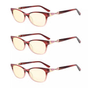 eyekeeper.com 3 Pack Blue Light Filter Reading Glasses CGA0073 Eyeglasses White Smoke Red-3pcs / +0.50