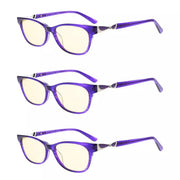 eyekeeper.com 3 Pack Blue Light Filter Reading Glasses CGA0073 Eyeglasses White Smoke Purple-3pcs / without magnification,Purple-3pcs / +0.50,Purple-3pcs / +0.75,Purple-3pcs / +1.00,Purple-3pcs / +1.25,Purple-3pcs / +1.50,Purple-3pcs / +1.75,Purple-3pcs / +2.00