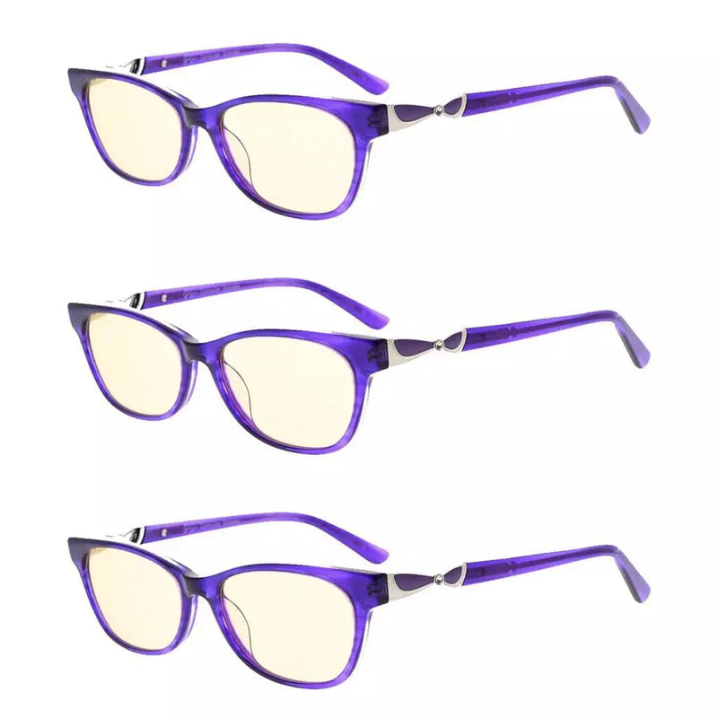 eyekeeper.com 3 Pack Blue Light Filter Reading Glasses CGA0073 Eyeglasses White Smoke Purple-3pcs / without magnification,Purple-3pcs / +0.50,Purple-3pcs / +0.75,Purple-3pcs / +1.00,Purple-3pcs / +1.25,Purple-3pcs / +1.50,Purple-3pcs / +1.75,Purple-3pcs / +2.00