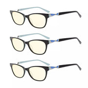 eyekeeper.com 3 Pack Blue Light Filter Reading Glasses CGA0073 Eyeglasses White Smoke Black Blue-3pcs / without magnification,Black Blue-3pcs / +0.50,Black Blue-3pcs / +0.75,Black Blue-3pcs / +1.00,Black Blue-3pcs / +1.25