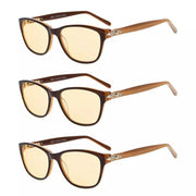 eyekeeper.com 3 Pack Cat Eye Blue Light Filter Reading Glasses CGA0061 Eyeglasses White Smoke Brown-3pcs / without magnification,Brown-3pcs / +0.50,Brown-3pcs / +0.75,Brown-3pcs / +1.00,Brown-3pcs / +1.25,Brown-3pcs / +1.50,Brown-3pcs / +1.75,Brown-3pcs / +2.00