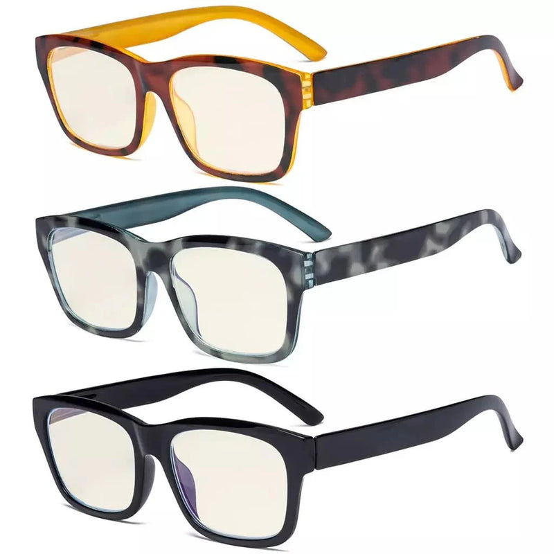 eyekeeper.com 3 Pack Chic Blue Light Filter Reading Glasses UVR045 Eyeglasses White Smoke 3 Pairs Mix / without magnification,3 Pairs Mix / +0.50,3 Pairs Mix / +1.00