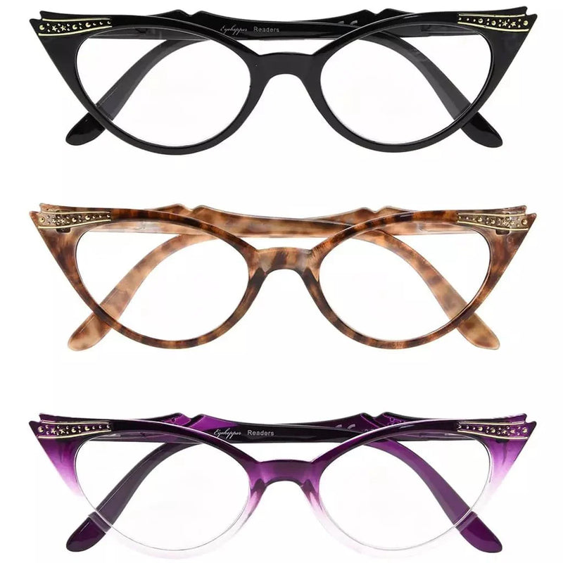 eyekeeper.com 3 Pack Chic Readers Cat-eye Reading Glasses R914 Eyeglasses White Smoke 3 Pairs Mix / without magnification,3 Pairs Mix / +0.50,3 Pairs Mix / +0.75,3 Pairs Mix / +1.00,3 Pairs Mix / +1.25,3 Pairs Mix / +1.50,3 Pairs Mix / +1.75,3 Pairs Mix / +2.00,3 Pairs Mix / +2.25,3 Pairs Mix / +2.50,3 Pairs Mix / +2.75,3 Pairs Mix / +3.00