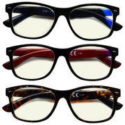 eyekeeper.com 3 Pack Classic Blue Light Filter Reading Glasses UV109 Eyeglasses Black 3 Pairs Mix / +1.25,3 Pairs Mix / +1.75