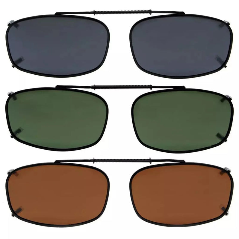 eyekeeper.com 3 Pack Clip on Polarized Sunglasses C62 (52MMx32MM) Sunglasses White Smoke 3 Pairs Mix