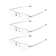 eyekeeper.com 3 Pack Half-rim Folding Telescopic Arms Reading Glasses R1710 Eyeglasses White Smoke Silver-3pcs / +0.50