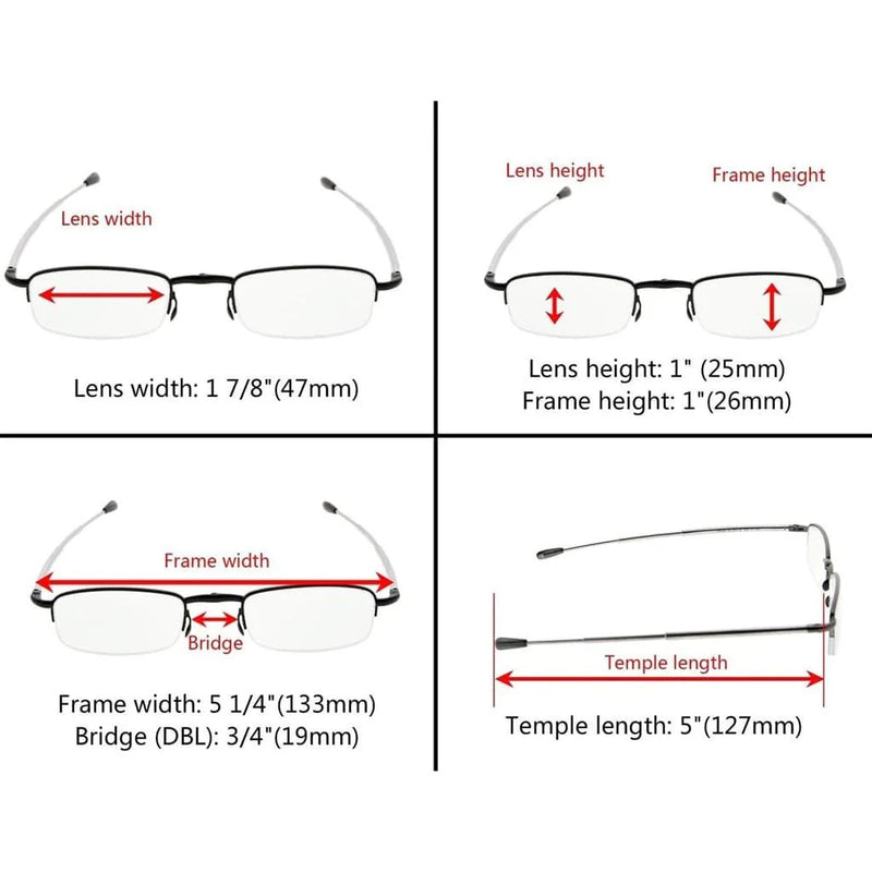 eyekeeper.com 3 Pack Half-rim Folding Telescopic Arms Reading Glasses R1710 Eyeglasses White Smoke Black-3pcs / +0.50,Black-3pcs / +3.50,Gunmetal-3pcs / +0.50,Gunmetal-3pcs / +3.50,Silver-3pcs / +0.50,Gold-3pcs / +0.50,Gold-3pcs / +0.75,Gold-3pcs / +1.00,Gold-3pcs / +3.50,Gold-3pcs / +1.25,Gold-3pcs / +1.75,Gold-3pcs / +2.50,Gold-3pcs / +2.75,Gold-3pcs