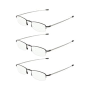 eyekeeper.com 3 Pack Half-rim Folding Telescopic Arms Reading Glasses R1710 Eyeglasses White Smoke Gunmetal-3pcs / +0.50,Gunmetal-3pcs / +3.50