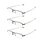eyekeeper.com 3 Pack Half-rim Folding Telescopic Arms Reading Glasses R1710 Eyeglasses White Smoke Black-3pcs / +0.50,Black-3pcs / +3.50