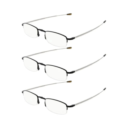 eyekeeper.com 3 Pack Half-rim Folding Telescopic Arms Reading Glasses R1710 Eyeglasses White Smoke Black-3pcs / +0.50,Black-3pcs / +3.50