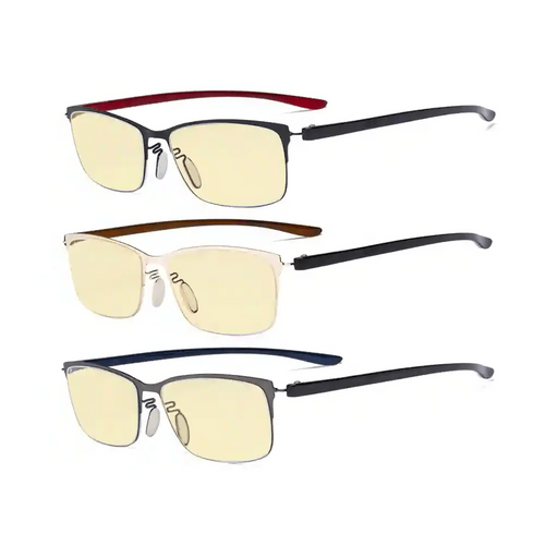 eyekeeper.com 3 Pack Metal Blue Light Blocking Reading Glasses TMCG12801 Eyeglasses White Smoke 3 Pairs Mix / without magnification,3 Pairs Mix / +1.00,3 Pairs Mix / +1.25,3 Pairs Mix / +1.50,3 Pairs Mix / +1.75,3 Pairs Mix / +2.00,3 Pairs Mix / +2.50