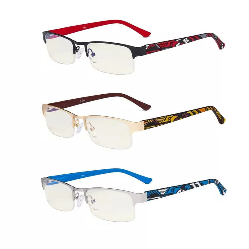 eyekeeper.com 3 Pack Metal Blue Light Filter Eyeglasses UV17005 Eyeglasses White Smoke 3 Pairs Mix / without magnification