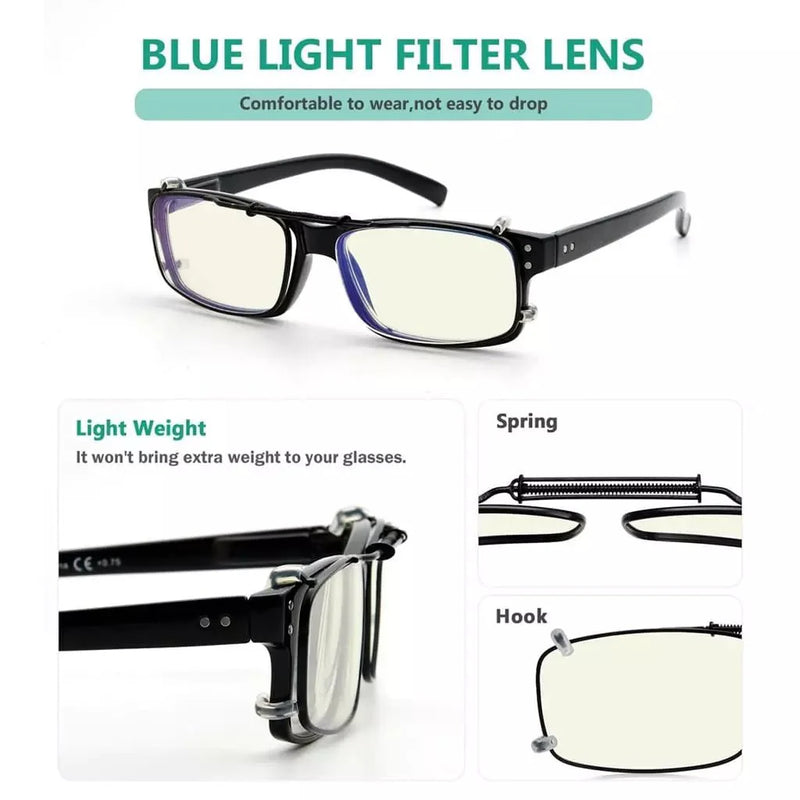 eyekeeper.com 3 Pack Metal Blue Light Filter Glasses Clip C63 (54MMx34MM) Eyeglasses White Smoke Clear-3pcs