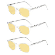 eyekeeper.com 3 Pack Oval Round Blue Light Blocking Reading Glasses TMB065 Eyeglasses White Smoke Clear-3pcs / +0.50