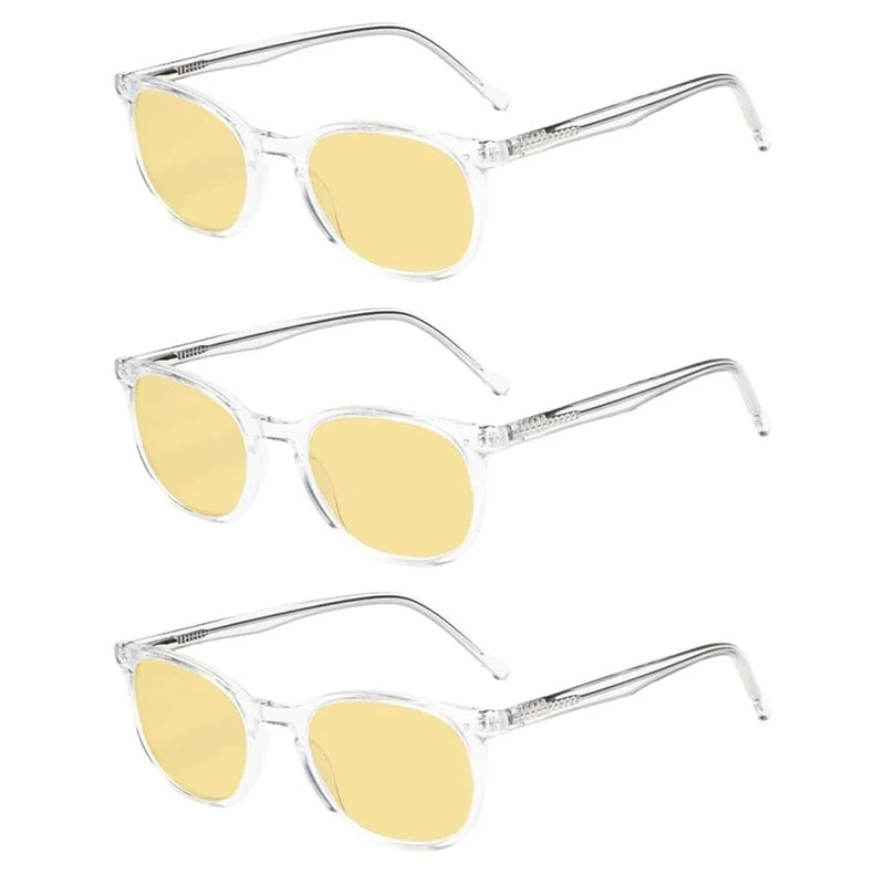 eyekeeper.com 3 Pack Oval Round Blue Light Blocking Reading Glasses TMB065 Eyeglasses White Smoke Clear-3pcs / +0.50