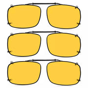 eyekeeper.com 3 Pack Polarized Clip on Night Vision Driving Glasses C60 (58MMx38MM) Sunglasses Sandy Brown Yellow-3pcs