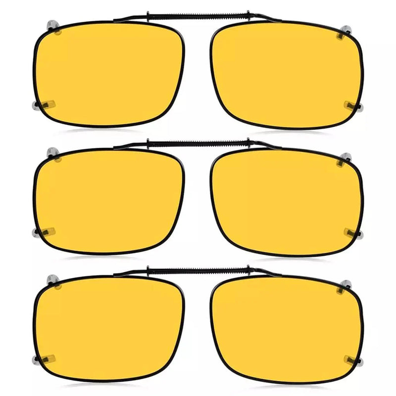 eyekeeper.com 3 Pack Polarized Clip on Night Vision Driving Glasses C60 (58MMx38MM) Sunglasses Sandy Brown Yellow-3pcs