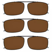 eyekeeper.com 3 Pack Polarized Clip on Sunglasses with Spring Draw Bar C63 (54MMx34MM) Sunglasses Saddle Brown Brown-3pcs