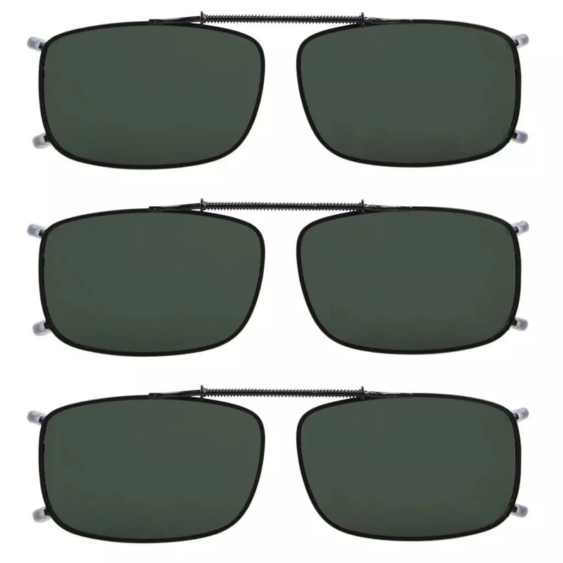 eyekeeper.com 3 Pack Polarized Clip on Sunglasses with Spring Draw Bar C63 (54MMx34MM) Sunglasses Dark Slate Gray G15-3pcs