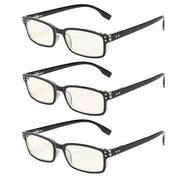 eyekeeper.com 3 Pack Rectangle Blue Light Reading Glasses CG097 Eyeglasses White Smoke Black Clear-3pcs / without magnification,Black Clear-3pcs / +0.50,Black Clear-3pcs / +0.75,Black Clear-3pcs / +1.00,Black Clear-3pcs / +1.25,Black Clear-3pcs / +1.50,Black Clear-3pcs / +1.75,Black Clear-3pcs / +2.00,Black Clear-3pcs / +2.50,Black Clear-3p