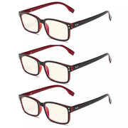 eyekeeper.com 3 Pack Rectangle Blue Light Reading Glasses CG097 Eyeglasses White Smoke Black Red-3pcs / without magnification,Black Red-3pcs / +0.50,Black Red-3pcs / +0.75,Black Red-3pcs / +1.00,Black Red-3pcs / +1.25,Black Red-3pcs / +1.50,Black Red-3pcs / +1.75,Black Red-3pcs / +2.00,Black Red-3pcs / +2.25,Black Red-3pcs / +2.50,Black Red