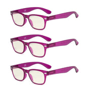 eyekeeper.com 3 Pack Retro Blue Light Filter Reading Glasses UVRFH4 Eyeglasses White Smoke Rose Red-3pcs / without magnification,Rose Red-3pcs / +0.75,Rose Red-3pcs / +1.00,Rose Red-3pcs / +1.50,Rose Red-3pcs / +1.75,Rose Red-3pcs / +3.00
