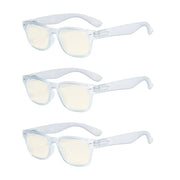eyekeeper.com 3 Pack Retro Blue Light Filter Reading Glasses UVRFH4 Eyeglasses White Smoke Blue-3pcs / without magnification,Blue-3pcs / +0.50,Blue-3pcs / +0.75,Blue-3pcs / +1.00,Blue-3pcs / +1.25,Blue-3pcs / +1.50,Blue-3pcs / +1.75,Blue-3pcs / +2.00,Blue-3pcs / +2.50,Blue-3pcs / +3.00