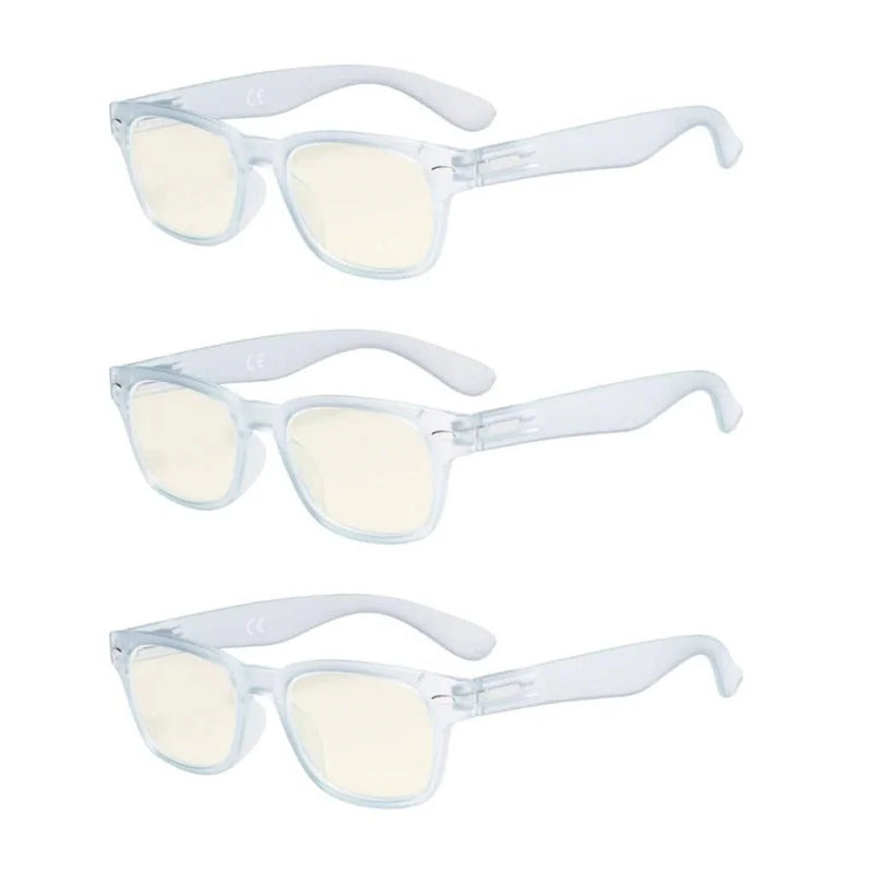 eyekeeper.com 3 Pack Retro Blue Light Filter Reading Glasses UVRFH4 Eyeglasses White Smoke Blue-3pcs / without magnification,Blue-3pcs / +0.50,Blue-3pcs / +0.75,Blue-3pcs / +1.00,Blue-3pcs / +1.25,Blue-3pcs / +1.50,Blue-3pcs / +1.75,Blue-3pcs / +2.00,Blue-3pcs / +2.50,Blue-3pcs / +3.00