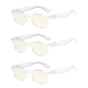 eyekeeper.com 3 Pack Retro Blue Light Filter Reading Glasses UVRFH4 Eyeglasses White Smoke Clear-3pcs / without magnification,Clear-3pcs / +0.50,Clear-3pcs / +0.75,Clear-3pcs / +1.00,Clear-3pcs / +1.25,Clear-3pcs / +1.50,Clear-3pcs / +1.75,Clear-3pcs / +2.50,Clear-3pcs / +3.00