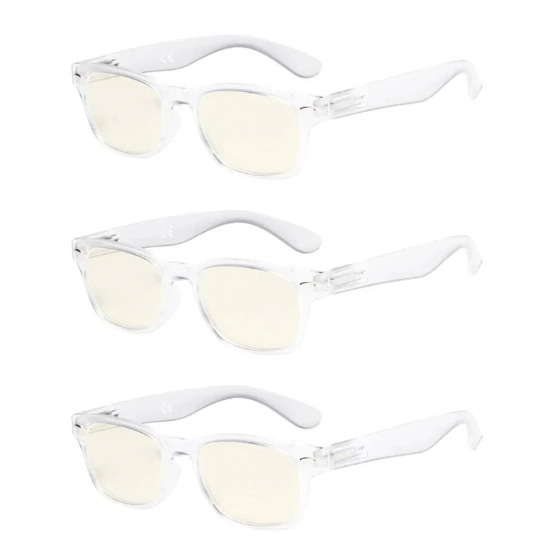 eyekeeper.com 3 Pack Retro Blue Light Filter Reading Glasses UVRFH4 Eyeglasses White Smoke Clear-3pcs / without magnification,Clear-3pcs / +0.50,Clear-3pcs / +0.75,Clear-3pcs / +1.00,Clear-3pcs / +1.25,Clear-3pcs / +1.50,Clear-3pcs / +1.75,Clear-3pcs / +2.50,Clear-3pcs / +3.00