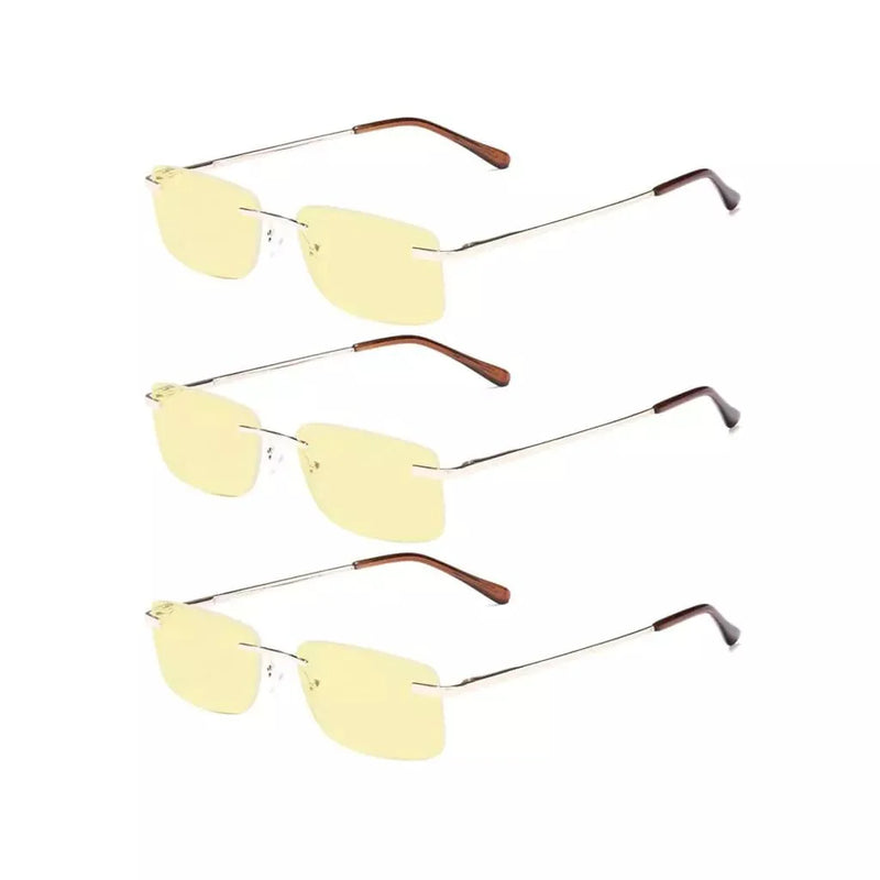 eyekeeper.com 3 Pack Rimless Blue Light Blocking Readers TMCG1612 Eyeglasses White Smoke Gold-3pcs / +0.50,Gold-3pcs / +1.00