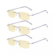 eyekeeper.com 3 Pack Rimless Blue Light Blocking Reading Glasses TMWK8 Eyeglasses White Smoke Purple-3pcs / without magnification,Purple-3pcs / +0.50,Purple-3pcs / +0.75,Purple-3pcs / +1.00,Purple-3pcs / +1.25,Purple-3pcs / +1.50,Purple-3pcs / +1.75,Purple-3pcs / +2.00,Purple-3pcs / +2.25,Purple-3pcs / +2.50,Purple-3pcs / +2.75,Purple-3pcs / +3.00